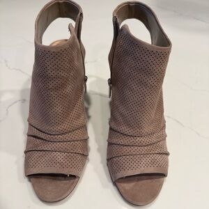 Vince Camuto Taupe Peep-Toe Ankle Booties